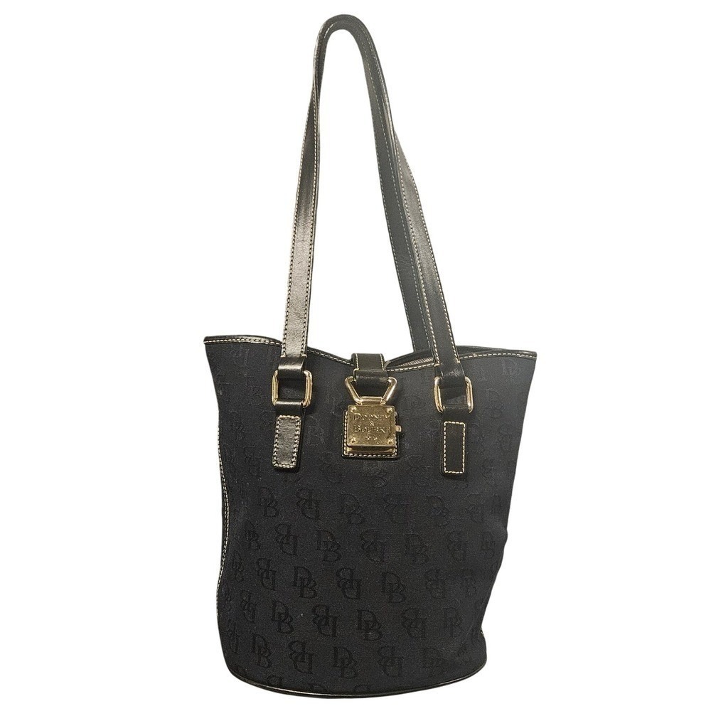 Dooney & Bourke Black DB Monogram Tote & Coin Purse Set – Leather Trim Bag - Picture 4 of 10